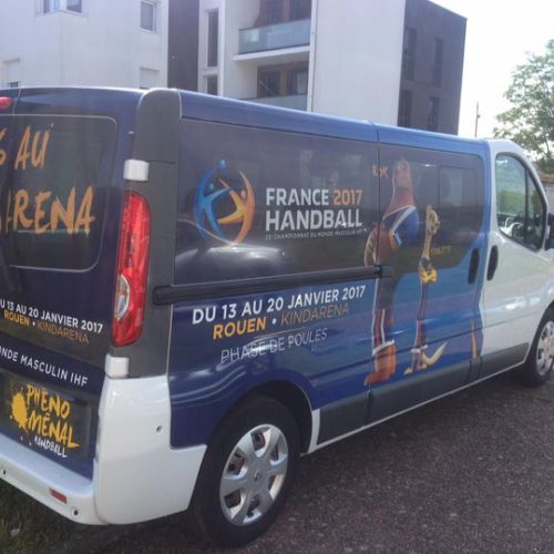 Pose semi covering sur camionnette Mondial 2017 handball