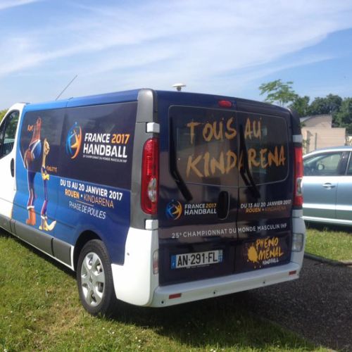 Pose semi covering sur camionnette Mondial 2017 handball