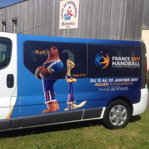 Pose semi covering sur camionnette Mondial 2017 handball